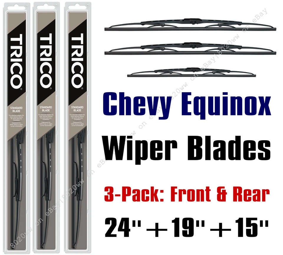 2005-2009 Chevrolet Chevy Equinox Wiper Blades 3-Pack Front/Rear 30240/190/30150 - Image 1 of 1