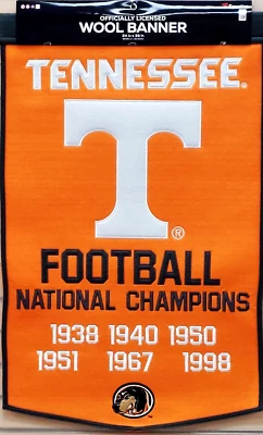 Tennessee Volunteers National Champions Embroidered Wool Banner 24 x 38 Inch - Image 1 of 2