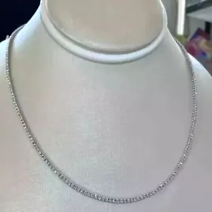 925 Silver 12.60Ct Round Lab Grown Diamond Women's Tennis Necklace 18" Inch - Picture 1 of 9