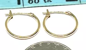Pendientes de aro pequeños de oro amarillo de 10 quilates de 1 mm x 15 mm - Caja de regalo - ¡ENVÍO GRATUITO! - Imagen 1 de 4