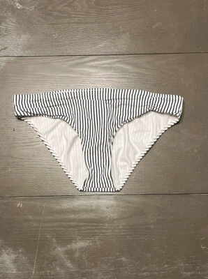 Roxy Dark Navy And White Striped Bikini Bottoms NWOT Small - Image 1 of 4