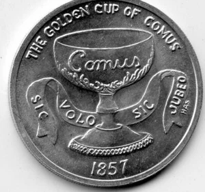 Mardi Gras Doubloon Krewe of Comus 1986 aluminio - Imagen 1 de 2