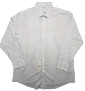 Brooks Brothers Shirt Mens 16 32/33 White Blue Check Regular LS Point Collar - Picture 1 of 10