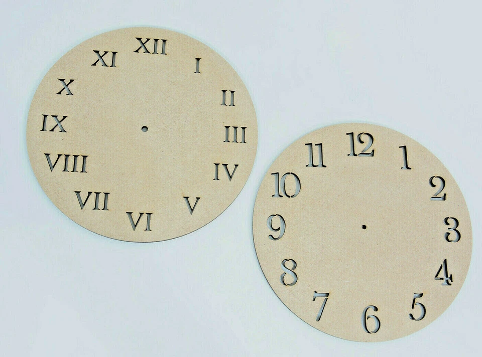 MDF Clock Face Craft Blank with Numbers cut out and center Hole Epoxy template - Image 1 of 4