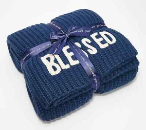 Peace Love World Coperta oversize affermazione maglia lancio benedetta blu navy - Foto 1 di 4