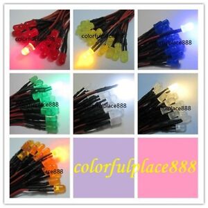 5mm 9V 12V Diffused Pre-Wired Red Yellow Blue Green Warm White Orange LED 20CM