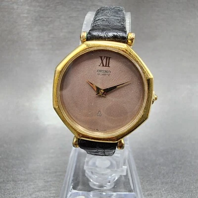 Seiko Watch Women 25mm Brown Dial Gold Plated Octagon 18-0150 New Battery - Image 1 of 4