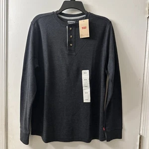 Levi's Men's Dress Black Three Button Henley Shirt Size Small (NWT) - Picture 1 of 7