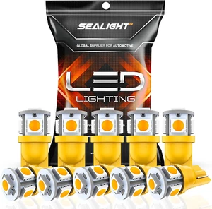 SEALIGHT 194 LED Bulb, 168 T10 LED Bulb Amber 2700K Yellow 2825 for Turn Signal - Picture 1 of 12