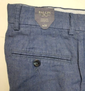 NEU Ballin 100 % LEINEN Hose Herren 31 ungesäumt blau MODERN FIT flache Vorderseite ATWATER - Bild 1 von 8
