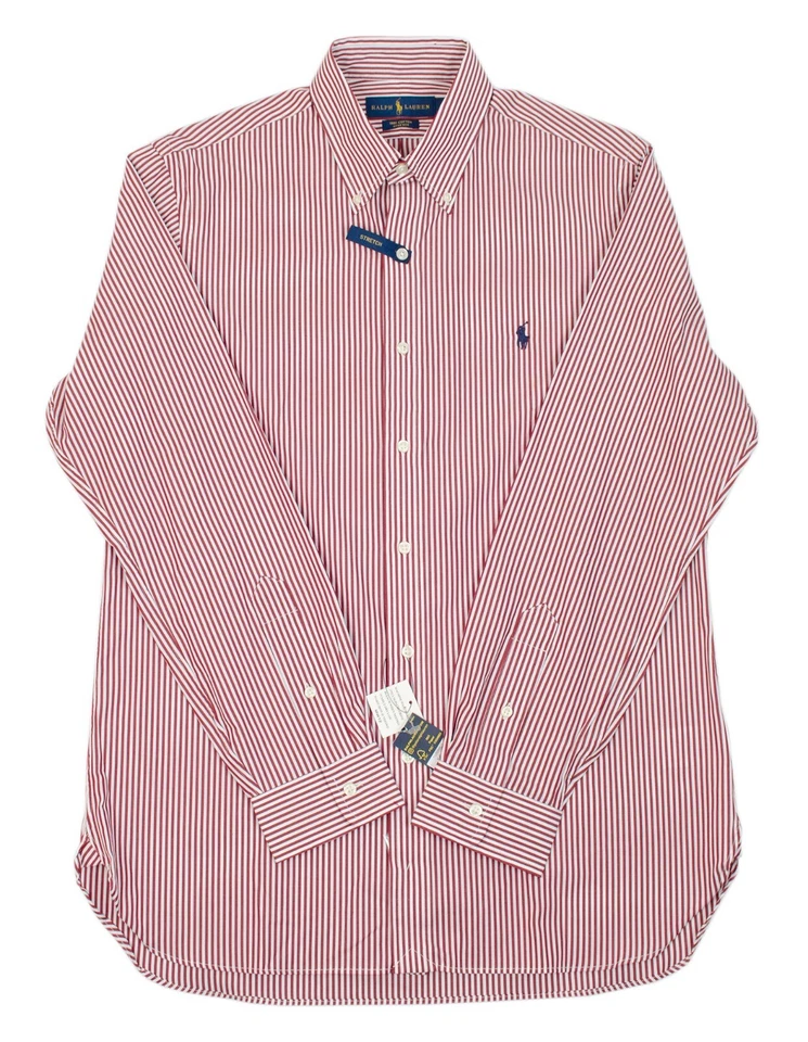 Polo Ralph Lauren Hombres Calce Clásico Elastizado Púrpura Verde Rojo Camisas a Cuadros AS Foto 1 de 1