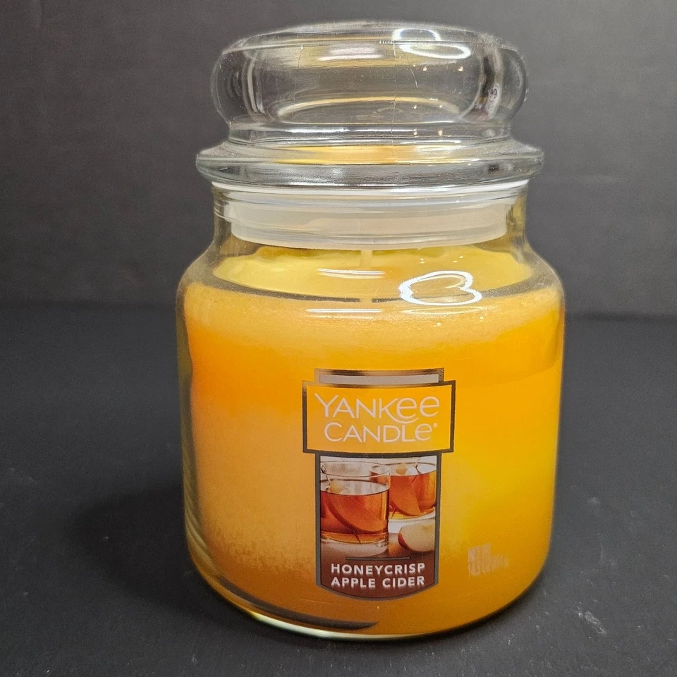 Yankee Candle Honeycrips Apple Cider Glass Jar 14.5 Oz Yellow