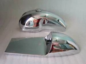 BENELLI MOJAVE CAFE RACER 260 360 CHROME FUEL TANK WITH SEAT HOOD PAIR+CAP+TAP - Picture 1 of 7