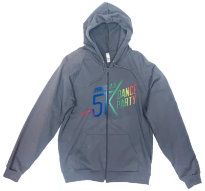 LIVING SOCIAL 5K BAILE FIESTA CORRER SUDADERA GRIS HOMBRE CREMALLERA SUDADERA CON CAPUCHA Talla L Z1 Foto 1 de 4