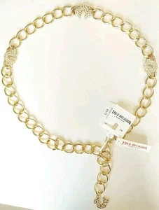 Collar Cinturón Cadena Oro True Religion Estrás Logo Herradura Mujer Talla S/M - Imagen 1 de 2