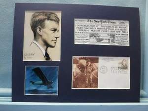 Charles Lindbergh Flies Solo Over the Atlantic & First Day Cover of his stamp - Picture 1 of 2
