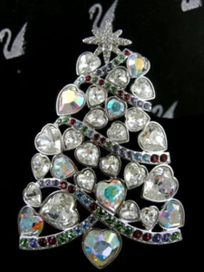 SIGNED SWAROVSKI PAVE' CRYSTAL CHRISTMAS TREE PIN~ BROOCH RETIRED NIB - Picture 1 of 8