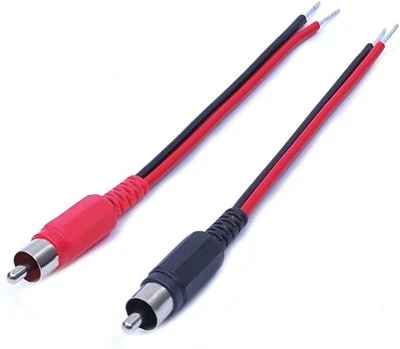 2-Pack RCA Male to Speaker Wire Adapter Cable, 5.5-inch/14cm - Black/Red  - Image 1 of 4
