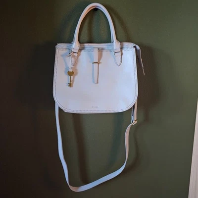 Bolso Bandolera Bolso Cartera Polvo Claro Cuero Azul Ryder Color Raro Foto 1 de 4