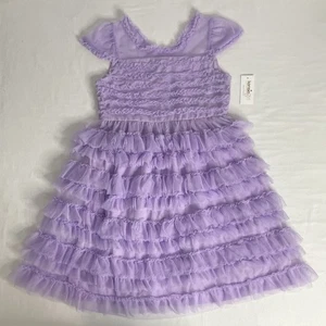 Kensie Girl Special Occasion Girls Lavender Tulle Ruffle Layered Dress Sz 12 - Picture 1 of 13