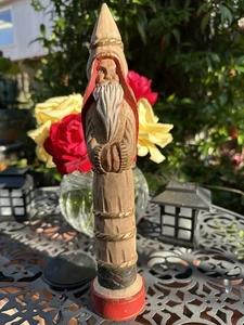 James Haddon Wood Carving Folk Art Santa 1998 Signed 11.5” - Picture 1 of 11