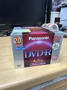 RARE Panasonic DVD-R 20 Pack Slim Case 4.7GB 120 Min 4x Speed - Afbeelding 1 van 5