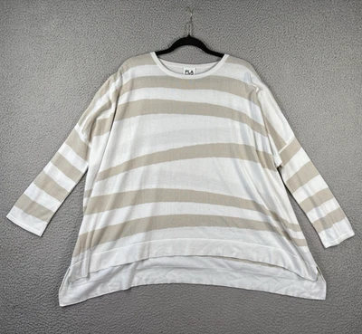 Suéter Planet Lauren G Para Mujer Talla Única Asimétrico Tostado Rayas Tejido Top Cuadrado Foto 1 de 4