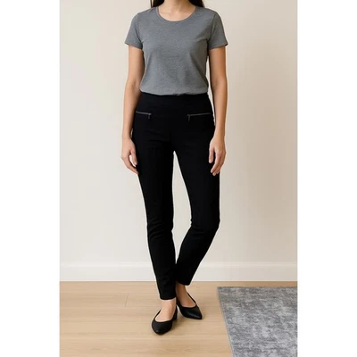 Calça elástica bar lll preta com zíper bolso carreira casual conforto - Imagem 1 de 4