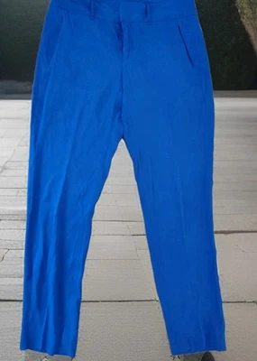 Rag & Bone Womens Silk High Rise Zip Up Slim Leg Dress Pants Blue Size 6 - Image 1 of 3