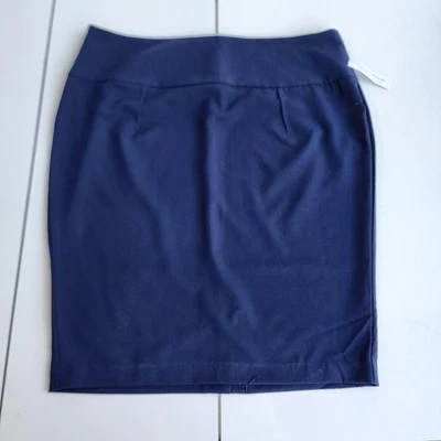 NWT Venus Navy Blue Satin Back Zip Straight Skirt Women’s Size 16 - Image 1 of 4