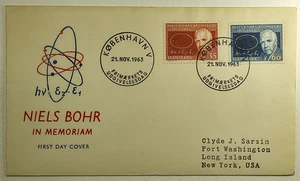 1963 FDC Dänemark Nobelpreisträger Atomwissenschaftler Niels Bohr Ersttagsbrief - Bild 1 von 2
