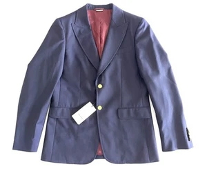 Gucci Mens Uniform Blazer Navy Wool Mohair Gold Buttons - Picture 1 of 8
