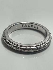 TACORI sterling silver '925' leaf and scroll engraved ring band size M stacking - Picture 1 of 17