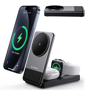 ZEEHOO Station de Charge Magnétique Sans Fil 3 en 1 pour iPhone Apple Watch AirPods - Photo 1 sur 12