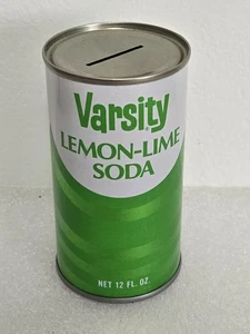 Vintage Rare Metallic Beauty Varsity Lemon Lime Straight Steel Soda Pop Can Bank - Bild 1 von 6
