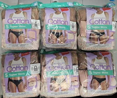 6 Pkgs of HANES Breathable Cotton Tagless Bikinis | Size 8/XL - Total 30 BIKINIS - Image 1 of 2