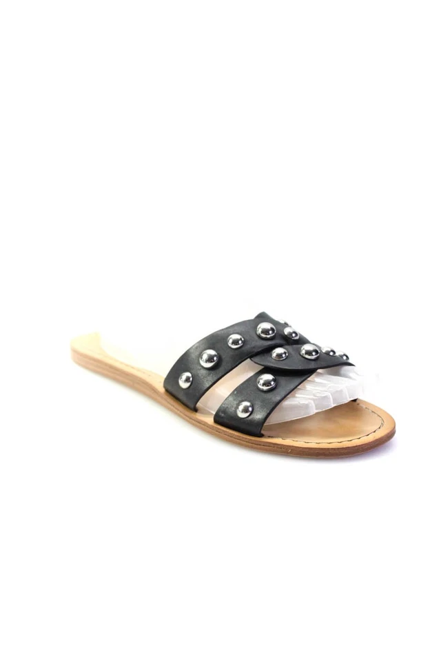 Sandálias femininas MARC FISHING LTD cravejadas intertravadas couro preto tamanho 8,5 - Imagem 1 de 4