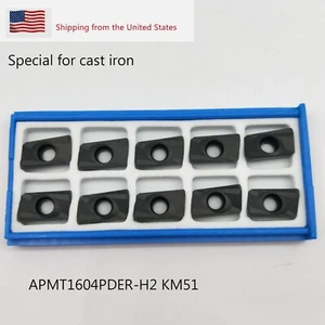 10pz Inserti in carburo APMT1604 PDER-H2 per fresatura 400R usati per ghisa - Foto 1 di 8