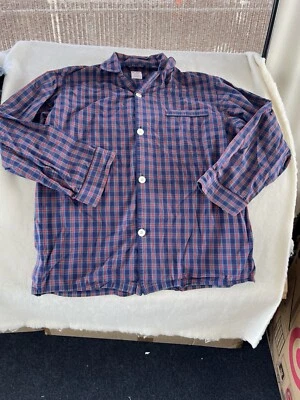 Top/camisa pijama manga larga Brooks Brothers azul a cuadros para hombre talla mediana Foto 1 de 4