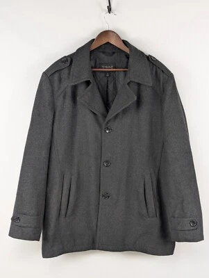 Chaqueta Towne By London Fog Peacoat Para Hombres Grande Lana Carbón Pecho Único Foto 1 de 4