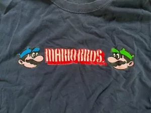 RARE MARIO BROS GAME T SHIRT NINTENDO JAPANESE ARCADE SUBSCRIPTION GILDAN - Picture 1 of 3