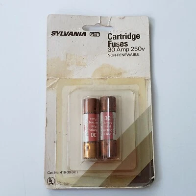 2 pack-Sylvania GTE 30 AMP 25O Volt Cartridge Fuses--UL Certified - Image 1 of 4