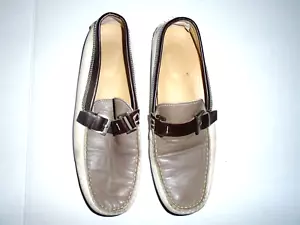 DUNHILL BROWN & BEIGE DRIVING SHOE WITH FRONT STRAP SIZE 7 .5 COMMA MODLE MENS - Picture 1 of 8