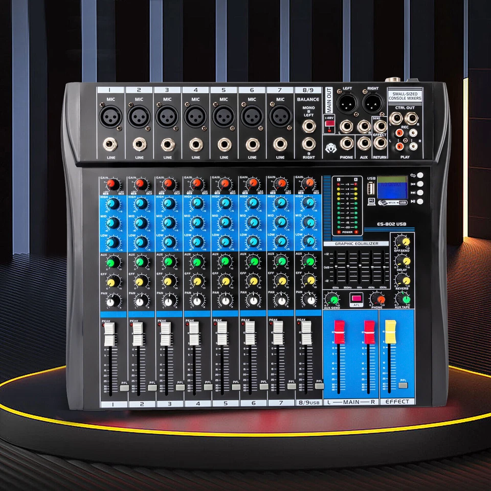 8 Channel Professional Bluetooth Live Studio Audio Mixer USB Mixing Console - Image 1 of 4