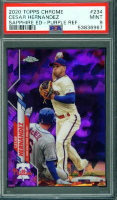 2020 Topps Chrome "Purple Refractor" #234 CESAR HERNANDEZ Phillies  4/10  PSA 9 - Image 1 of 2