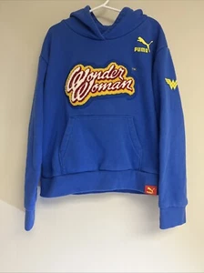 Puma Wonder Women Girls M Hoodie Sweatshirt DC Comics Justice League Blue - Picture 1 of 6