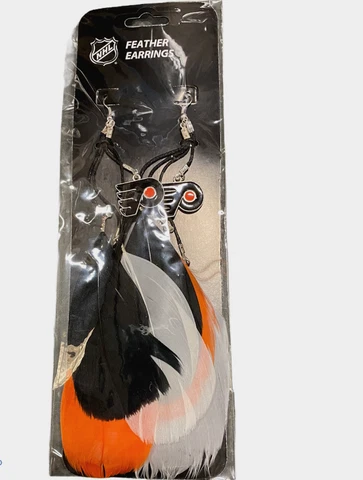 Philadelphia Flyers Feather Style Earrings With Team Logo NHL Licensed - NWT Cover