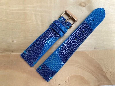 MultiColor Blue Stingray Leather Watch Strap Band, Size 18mm 20mm 22mm 24mm 26mm - Image 1 of 4