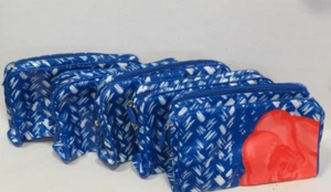 LANCOME BLUE / ORANGE FLOWER DOUBLE ZIPPERED POUCH COSMETIC BAG (LOT OF 5) - Picture 1 of 3