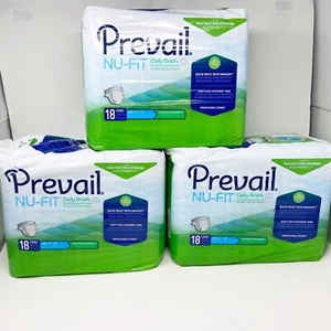 Prevail Nu-Fit Daily Incontinence Briefs Lot of 3 Packs 54 Count Sz L 45"- 58" - Picture 1 of 4